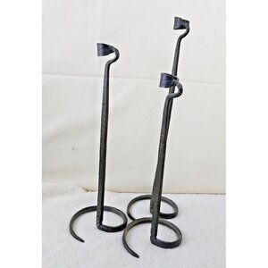 blackened brass candle hand hewn holders rustic hammered patina set 15" 13" 11"